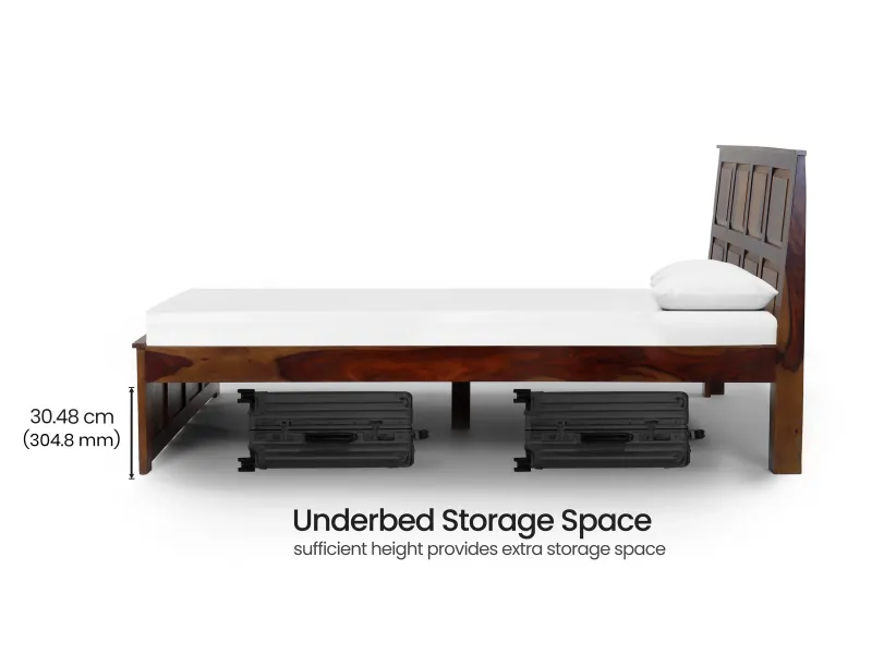 Alexa Solid Wood Queen Size Double Bed with 4 Inches Mattress